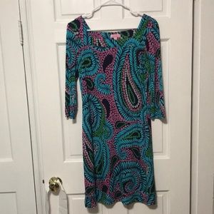 Lilly Pulitzer navy paisley dress silk